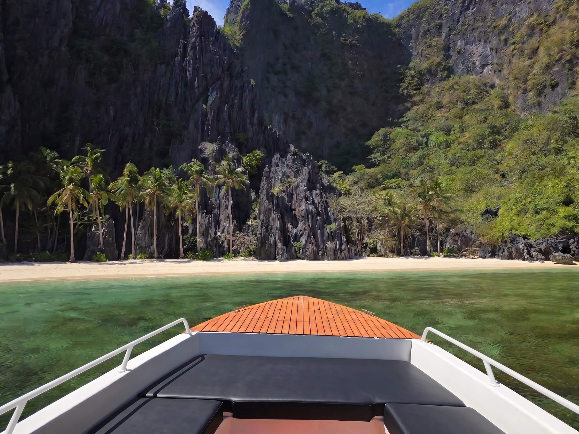 Anchored off a turquoise cove